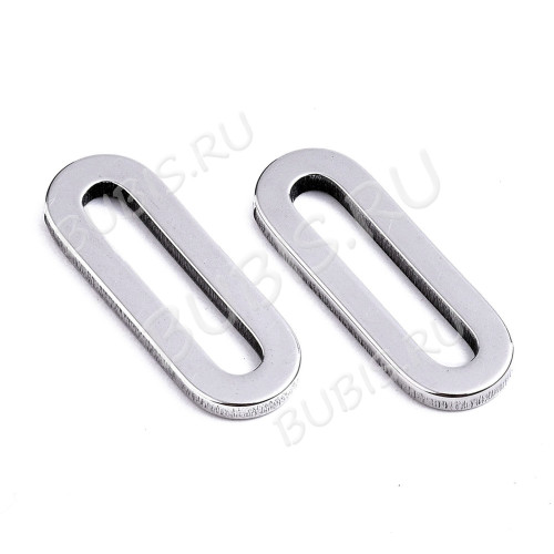 Колечко овальное стальное неразъемное плоское 19*7мм цвет платины (Хирургическая сталь)