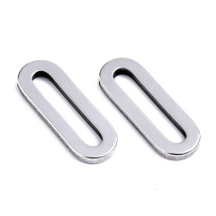 Колечко овальное стальное неразъемное плоское 19*7мм цвет платины (Хирургическая сталь)