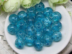 Бусина Шамбала 24 Шарик с полосками-блёстками 11,5*11,5*11мм голубо-бирюзовый прозрачный (резин)