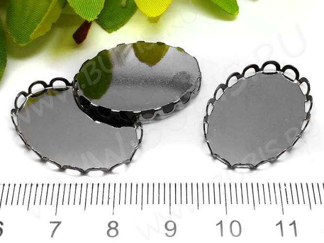Подвеска-сеттинг Овал 36 коннектор (сеттинг 25*18мм) 26*19*2,8мм черный никель (Brass)