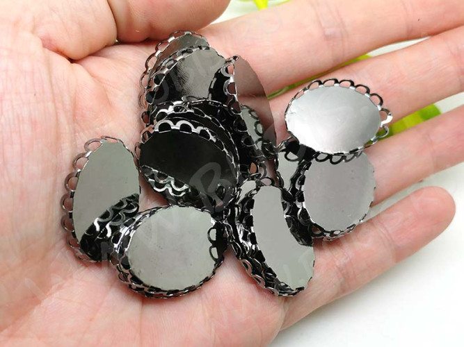 Подвеска-сеттинг Овал 36 коннектор (сеттинг 25*18мм) 26*19*2,8мм черный никель (Brass)