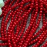 Купить (ОПТ) Бусина округлая 6мм Коралл красный пресс. (камни) (НИТЬ) с доставкой по России