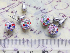 Серьги № 13 Шамбала гвоздики 19*8мм белые+мультиколор (Шамбалла)