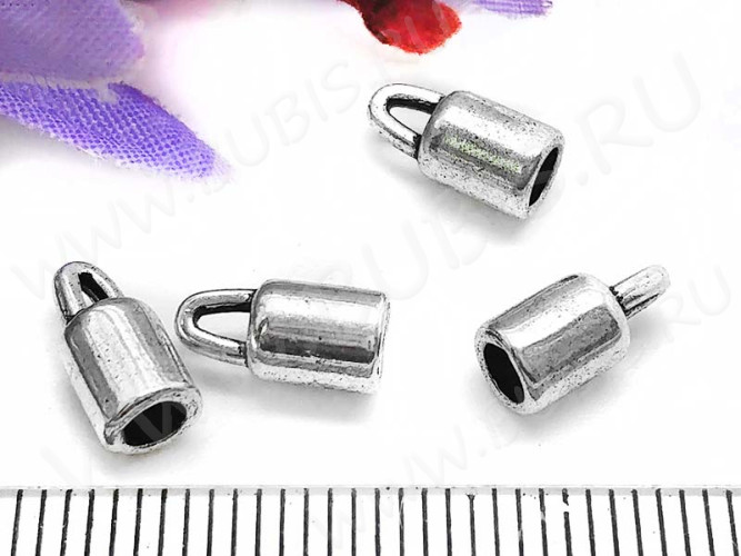 Концевик 056 простой 9,5*4,5*4,5мм античное серебро (литьё)
