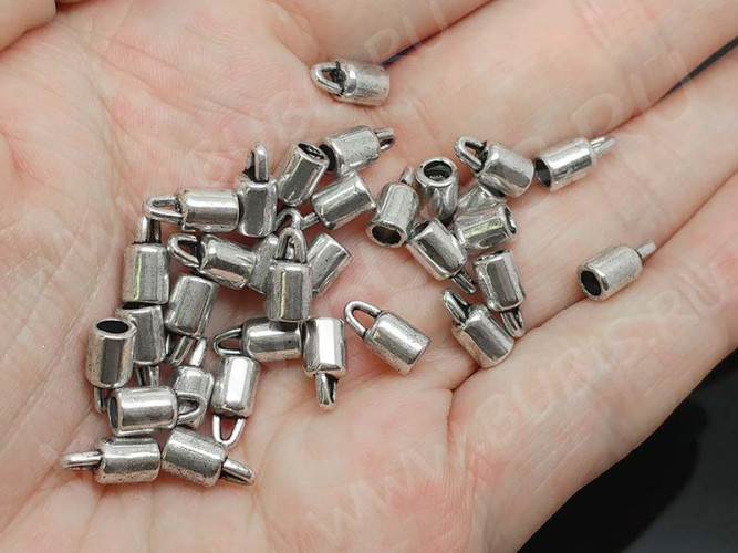 Концевик 056 простой 9,5*4,5*4,5мм античное серебро (литьё)