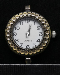 Заготовка для часов 068 Кружочки 29*25,6*7,1мм античная бронза+белый (часы)