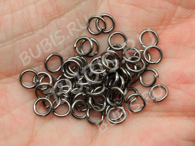 Колечки обычные 4*0,7мм чёрный никель (Iron) (7г. ок. 200шт)