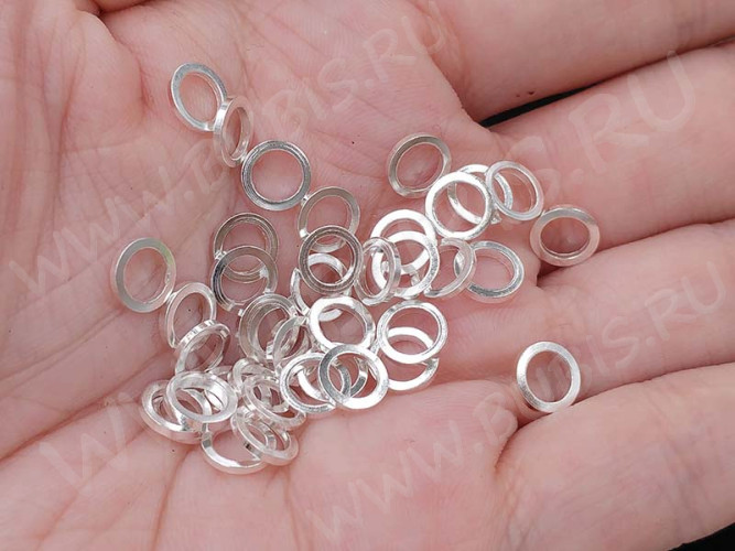 Кольцо декоративное 20 Ронделька плоская 7*7*1мм серебристое (Brass) (10шт.)