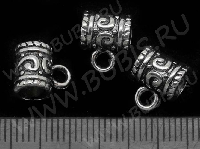 (СКИДКИ!!!) Бусина с петлёй 034 Бейл завитки 10,5*9*7мм античное серебро (литьё) (10шт.)