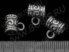 (СКИДКИ!!!) Бусина с петлёй 034 Бейл завитки 10,5*9*7мм античное серебро (литьё) (10шт.)