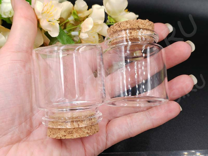 Бутылочка 72 с пробкой 55*47*47мм прозрачная (стекло)