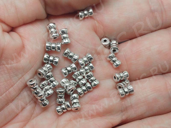 (ОПТ) Бусина 072 Снопик 6*4*4мм античное серебро (литьё) (100шт.)