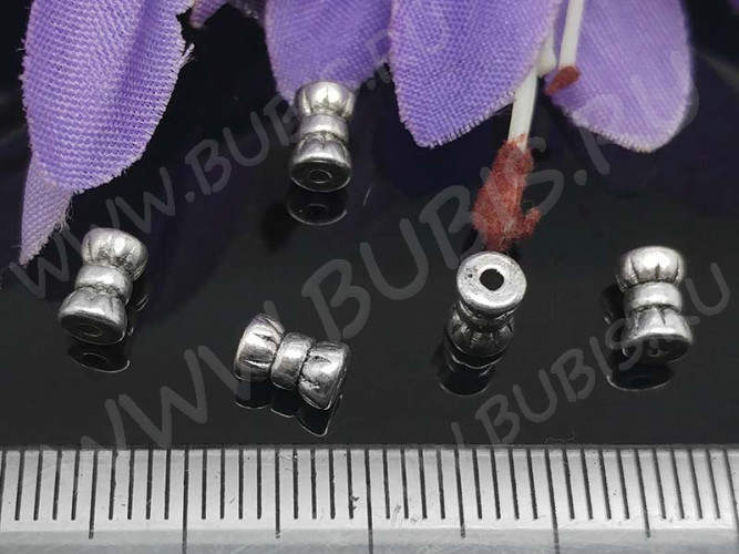 (ОПТ) Бусина 072 Снопик 6*4*4мм античное серебро (литьё) (100шт.)