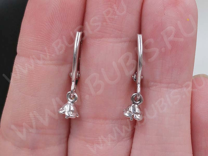 Швензы с английским замком №111 Полумесяц с пустышкой 25*11,5*1,5мм цвет платины (Brass с родированием) (1 пара)