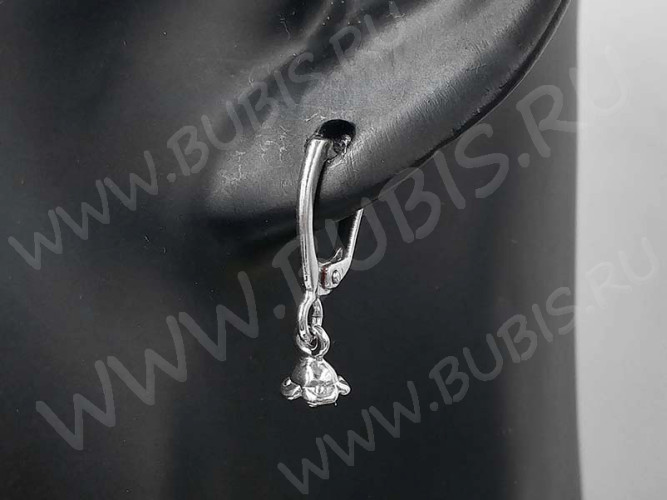 Швензы с английским замком №111 Полумесяц с пустышкой 25*11,5*1,5мм цвет платины (Brass с родированием) (1 пара)