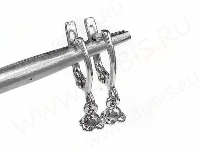 Швензы с английским замком №111 Полумесяц с пустышкой 25*11,5*1,5мм цвет платины (Brass с родированием) (1 пара)