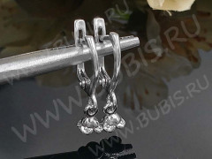 Швензы с английским замком №111 Полумесяц с пустышкой 25*11,5*1,5мм цвет платины (Brass с родированием) (1 пара)