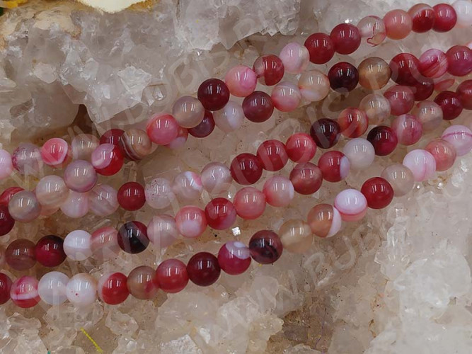 (ОПТ) Бусина округлая ГЛАДКАЯ 4,5мм Агат МАДАГАСКАРСКИЙ бруснично-молочный натуральный (камни) (НИТЬ)