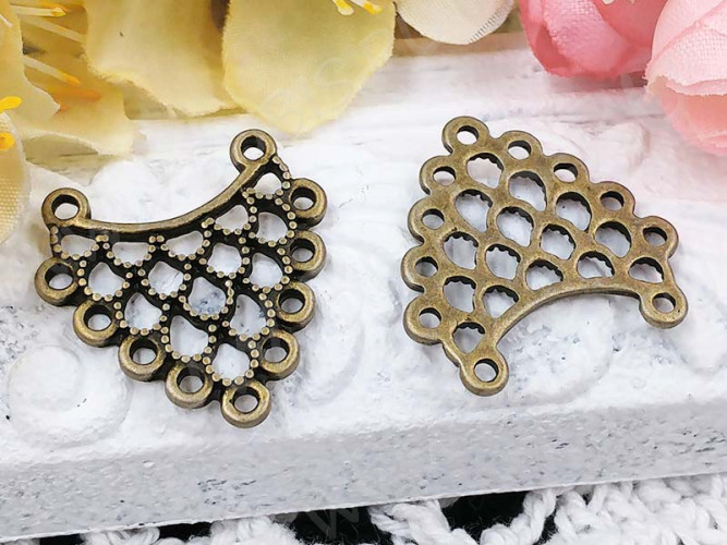 168 Коннектор Гроздь ажурная 24*23*1мм античная бронза (литьё)