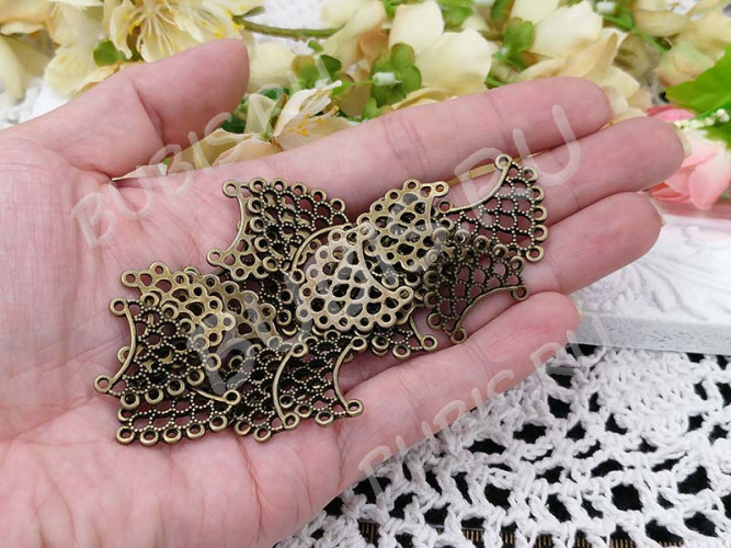 168 Коннектор Гроздь ажурная 24*23*1мм античная бронза (литьё)