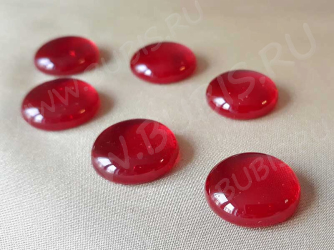 Кабошон Фьюзинг 207 Круглый 20мм Ярко-красный прозрачный