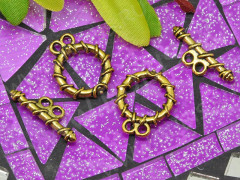 094 Тоггл витой на 2 нити 17,5*15мм и 20*6,5мм античное золото (литьё)