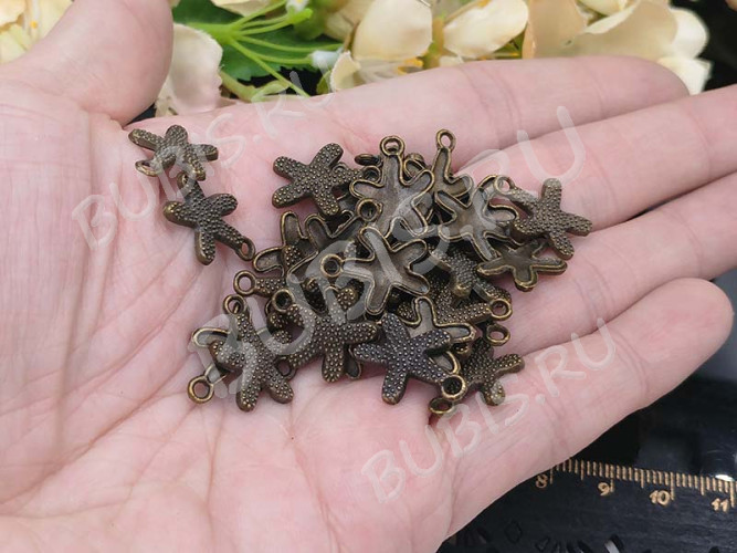 (СКИДКИ!!!) Подвеска Морская звезда 03 17*13*1,8мм античная бронза (литьё) (10шт.)