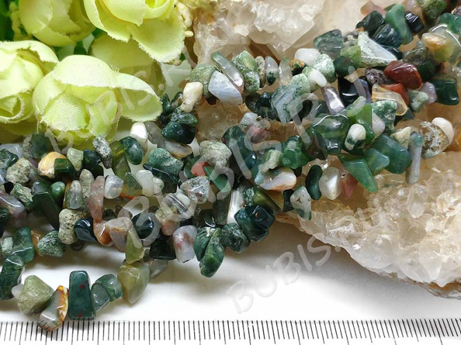 Крошка (галтовка) каменная 237 4-9мм Индийский Агат натуральный (камни) (длинная нить прим. 80см)