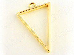 Подвеска Рамка 10 Треугольник 39*25*3,5мм золотистая (литьё)