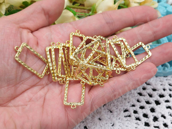 341 Коннектор прямоугольный рамка 31*14*1,5мм светлое золото (LUX Китай) (сплав)