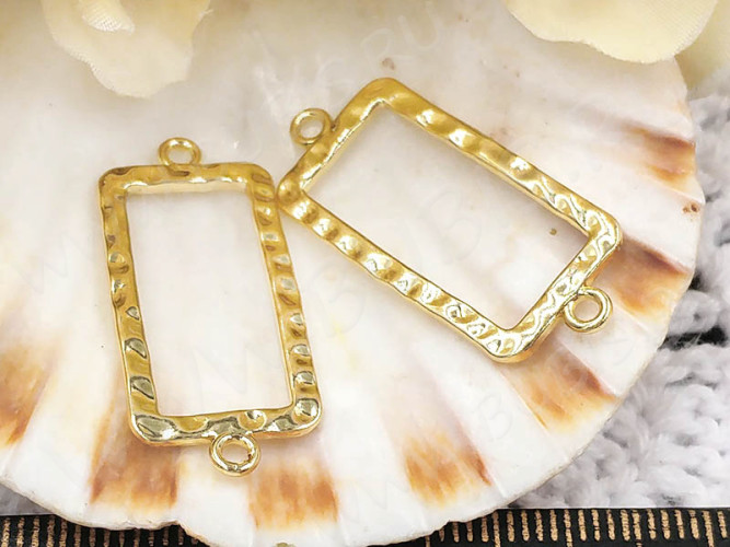 341 Коннектор прямоугольный рамка 31*14*1,5мм светлое золото (LUX Китай) (сплав)