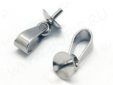 Держатель кулона 084 с шапочкой и штырьком 12*5*3мм цвет платины (Хирургическая Сталь)