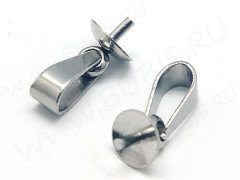 Держатель кулона 084 с шапочкой и штырьком 12*5*3мм цвет платины (Хирургическая Сталь)