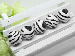 Бусина Округлая 31 Шар Зебра 16мм чёрно-белый непрозрачный (акрил)