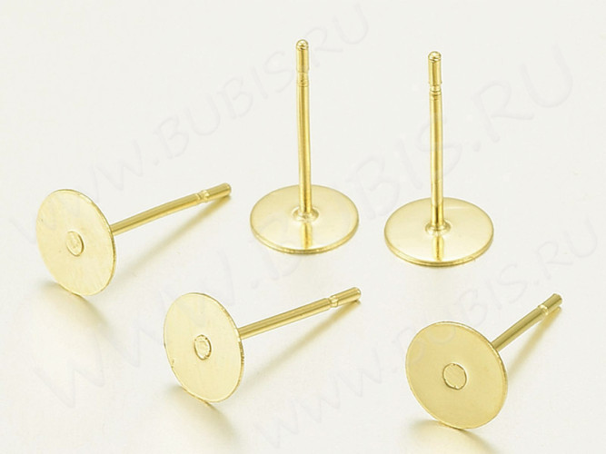 Пуссеты ("гвоздики") №179 с платформой 8мм 12*6*6мм светлое золото (Хирургическая сталь) (1 пара)