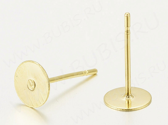 Пуссеты ("гвоздики") №179 с платформой 8мм 12*6*6мм светлое золото (Хирургическая сталь) (1 пара)
