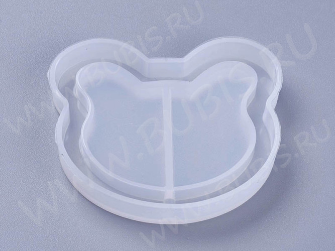 Молд 254 для эпоксидной смолы 50*45*8мм Шейкер/рамка Мишка (морда медвежонка) (силикон)