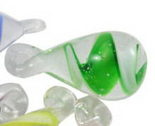 Подвеска Капля 02 3D 30*13*13мм со спиралью зелёная прозрачная (Lampwork)