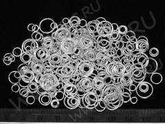 (СКИДКИ!!!) МИКС колечек 13 обычные и двойные микс 4-10мм серебристые (25гр)