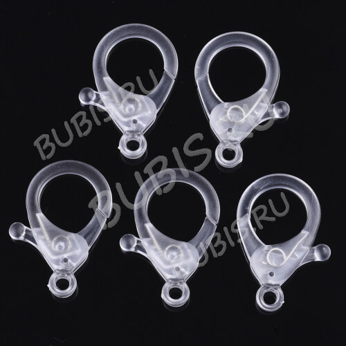 Замочек карабин №108 пластиковый большой 35*23*6мм прозрачный матовый