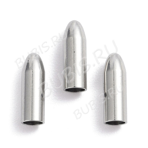 Концевик 132 без петельки 7,5*2,5мм для шнура до 2мм цвет платины (Хирургическая сталь)(10шт)