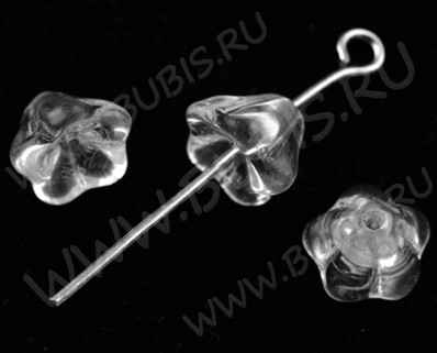 Бусина Цветочек 20 3D чашечка 8*8*6мм прозрачный (Чешское стекло) (10шт)
