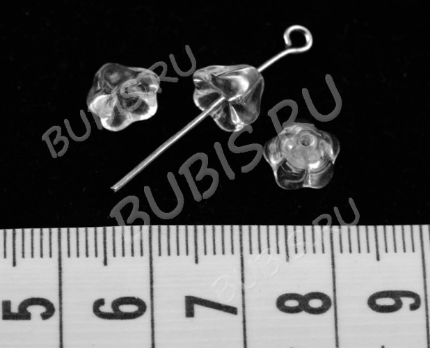 Бусина Цветочек 20 3D чашечка 8*8*6мм прозрачный (Чешское стекло) (10шт)