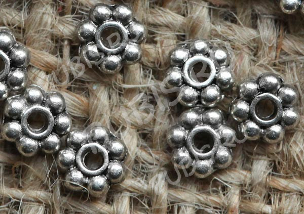 (СКИДКИ!!!) Рондели 038 Дейзи 4,5*4,5*1,3мм античное серебро (литьё) (50шт.)