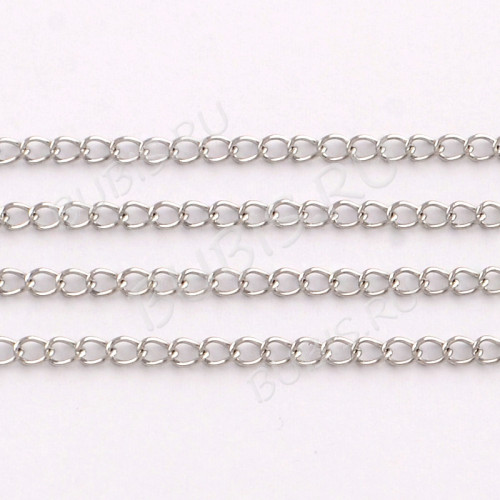Цепочка S84 хирургическая сталь 4*3*0,45мм цвет платины (ювелирная сталь) (50см) 