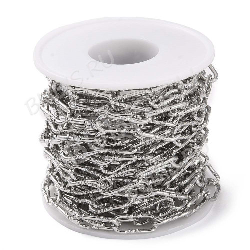 Цепочка S102 Овальное звено с узором 17*7*1,5мм цвет платины (Хирургическая сталь) (50см)