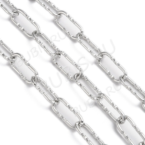 Цепочка S102 Овальное звено с узором 17*7*1,5мм цвет платины (Хирургическая сталь) (50см)