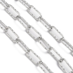Цепочка S102 Овальное звено с узором 17*7*1,5мм цвет платины (Хирургическая сталь) (50см)