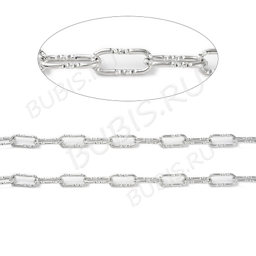 Цепочка S102 Овальное звено с узором 17*7*1,5мм цвет платины (Хирургическая сталь) (50см)