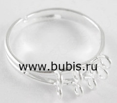Основа (заготовка) для кольца 001 18мм с 8ю петельками посеребрённая